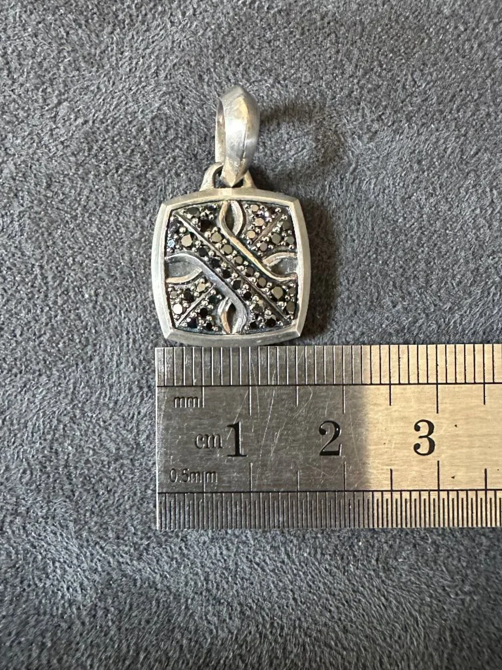 David Yurman Armory Amulet Pendant w/ Pavé Black Diamonds & Sterling Silver RARE